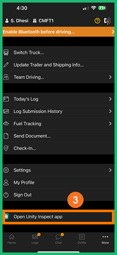 bigroad eld app - how to launch unity inspect x2