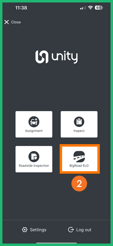 Unity Inspect App – How to Launch BigRoad ELD x1