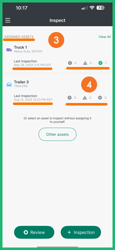 Inspect Module – Assets List