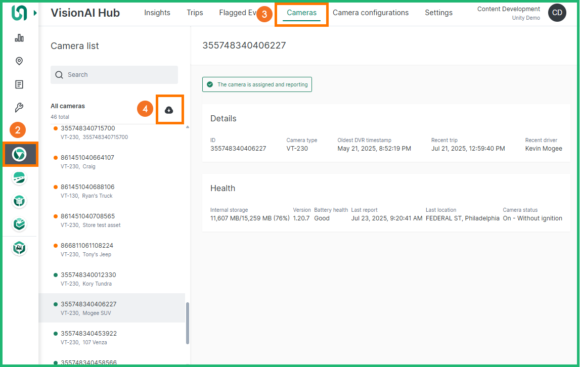 camera status report