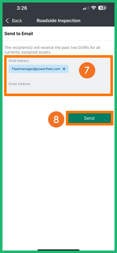 Roadside Inspection – Send Email x5