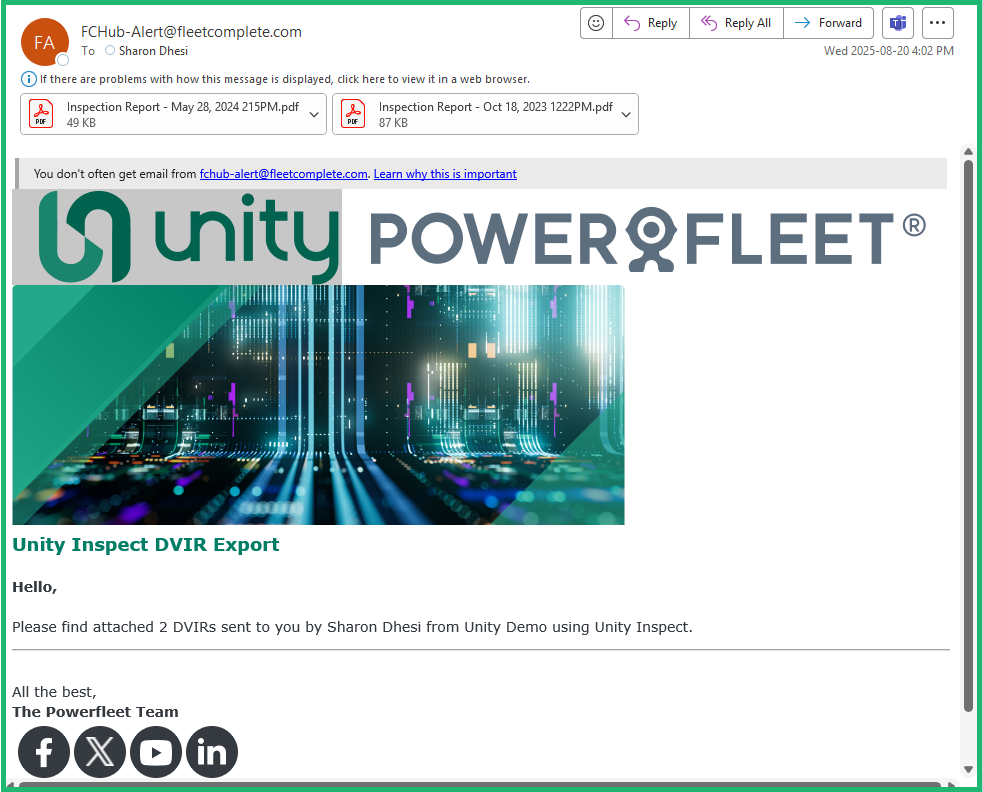 Roadside Inspection – Send Email x6