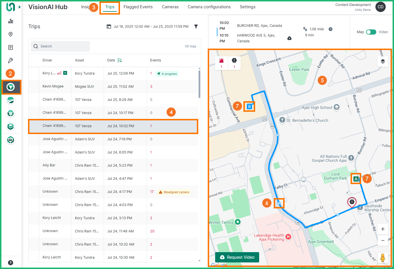 review trips and recorded events 1
