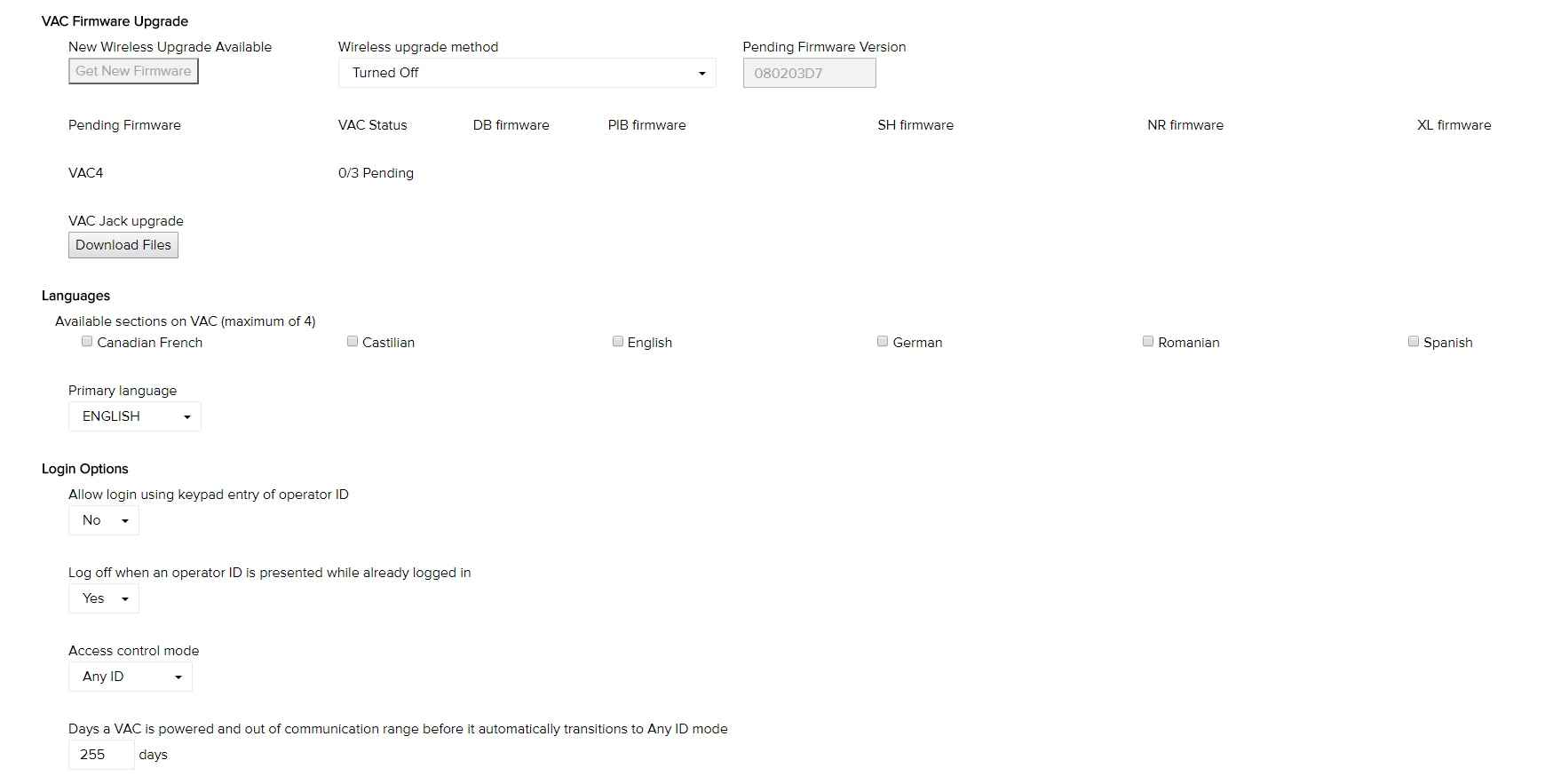 System Settings – Vehicles 2 of 3